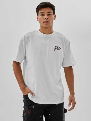 White Guess Originals x Anna Nicole Smith Men's T-Shirts | 6189-NDXYG