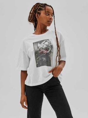 White Guess Originals x Anna Nicole Smith Women's T-Shirts | 4785-DKTEP