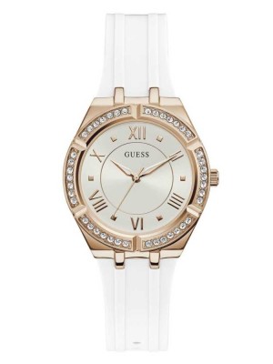 White Guess Rose Gold-Tone and White Analog Women's Watches | 4831-FJXLW