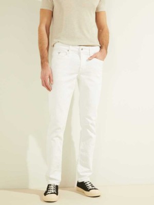 White Guess Slim Tapered Men's Jeans | 0412-FBRLK