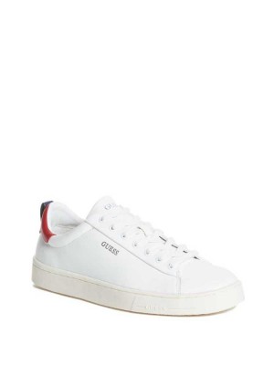 White Guess Vice Low-Top Men's Sneakers | 4325-FGSQD