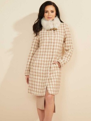 White Light Coffee Guess Jackie Women's Coats | 0629-OKTNZ