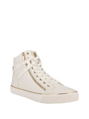 White Multicolor Guess Million High-Top Men's Sneakers | 3295-PXYSW