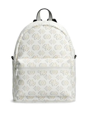 White Multicolor Guess Quatro Men's Backpacks | 0243-XZSQU