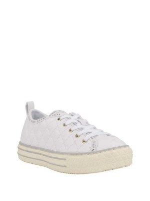 White Multicolor Guess Quilted Low-Top Women's Sneakers | 6580-HWBRD
