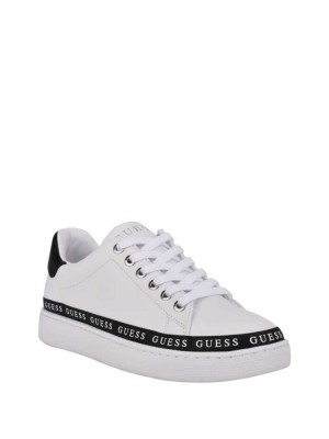 White Multicolor Guess Rinzed Logo Trim Low-Top Women's Sneakers | 9276-JFWNI