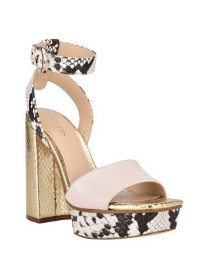 White Multicolor Guess Rippa Croc Platform Women's Platform Sandals | 4182-CIBDK