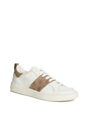 White Multicolor Guess Verona Logo Low-Top Men's Sneakers | 6487-TJXGM