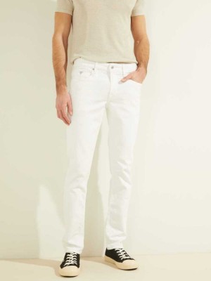 White Wash Guess Slim Tapered Men's Jeans | 3962-GSMCP