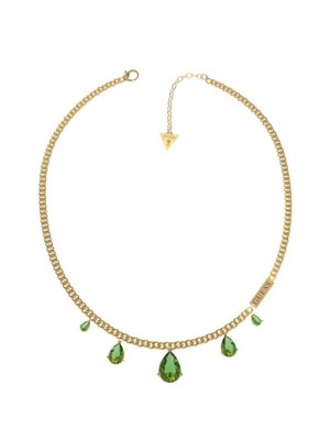 Yellow Gold Guess Gold-Tone Emerald Teardrop Women's Necklace | 6298-WEPIO