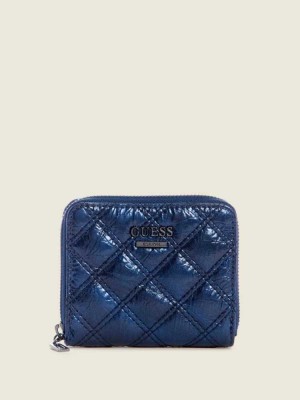 Yellow Guess Cessily Quilted Small Zip-Around Women's Wallets | 9082-YXGZR