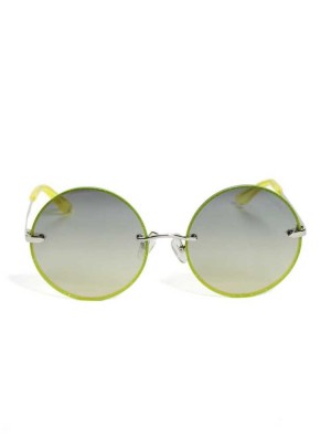 Yellow Guess Greyson Glitter Trim Round Women's Sunglasses | 9163-LUDGK