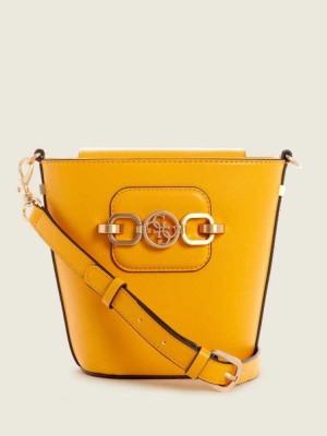 Yellow Guess Hensely Bucket Women's Crossbodies | 5612-LMQZD