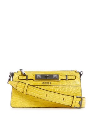 Yellow Guess Raffie Mini Women's Crossbodies | 4805-PMXCV